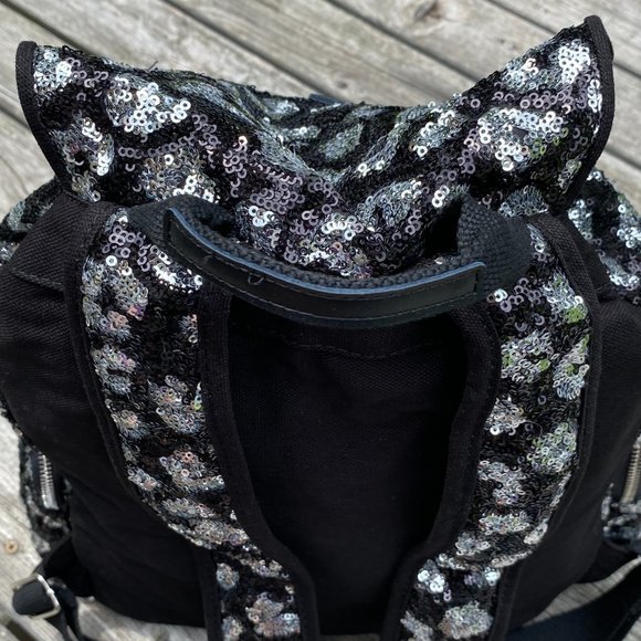 Victoria's Secret PINK Bling Black Leopard Backpack with Sequins *RARE* - Picture 14 of 16